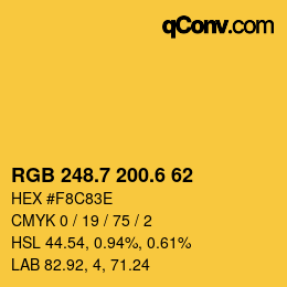 カラーコード: RGB 248.7 200.6 62 | qconv.com