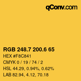 カラーコード: RGB 248.7 200.6 65 | qconv.com