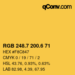 カラーコード: RGB 248.7 200.6 71 | qconv.com