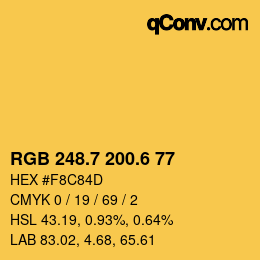 カラーコード: RGB 248.7 200.6 77 | qconv.com