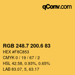 カラーコード: RGB 248.7 200.6 83 | qconv.com