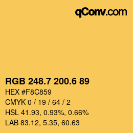 カラーコード: RGB 248.7 200.6 89 | qconv.com