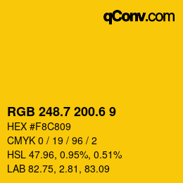 カラーコード: RGB 248.7 200.6 9 | qconv.com