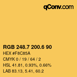 カラーコード: RGB 248.7 200.6 90 | qconv.com