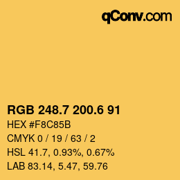 カラーコード: RGB 248.7 200.6 91 | qconv.com