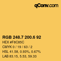 カラーコード: RGB 248.7 200.6 92 | qconv.com