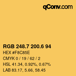 カラーコード: RGB 248.7 200.6 94 | qconv.com