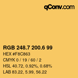 カラーコード: RGB 248.7 200.6 99 | qconv.com