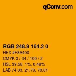 カラーコード: RGB 248.9 164.2 0 | qconv.com