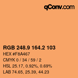 カラーコード: RGB 248.9 164.2 103 | qconv.com