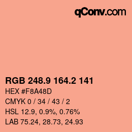 カラーコード: RGB 248.9 164.2 141 | qconv.com
