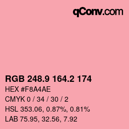 カラーコード: RGB 248.9 164.2 174 | qconv.com