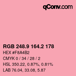 カラーコード: RGB 248.9 164.2 178 | qconv.com
