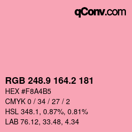 カラーコード: RGB 248.9 164.2 181 | qconv.com