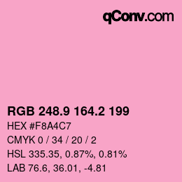 カラーコード: RGB 248.9 164.2 199 | qconv.com