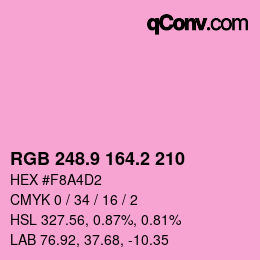 カラーコード: RGB 248.9 164.2 210 | qconv.com