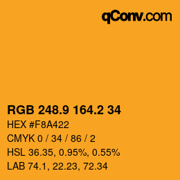 カラーコード: RGB 248.9 164.2 34 | qconv.com
