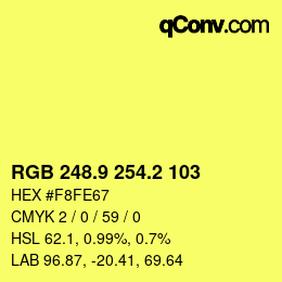 カラーコード: RGB 248.9 254.2 103 | qconv.com