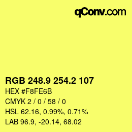 カラーコード: RGB 248.9 254.2 107 | qconv.com