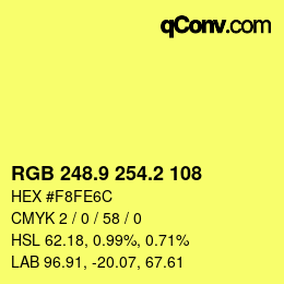 カラーコード: RGB 248.9 254.2 108 | qconv.com