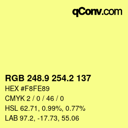 カラーコード: RGB 248.9 254.2 137 | qconv.com