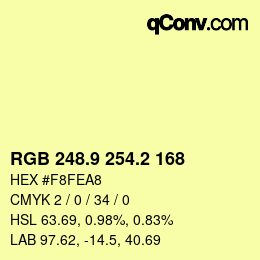 カラーコード: RGB 248.9 254.2 168 | qconv.com