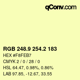 カラーコード: RGB 248.9 254.2 183 | qconv.com