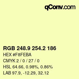 カラーコード: RGB 248.9 254.2 186 | qconv.com