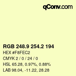 カラーコード: RGB 248.9 254.2 194 | qconv.com