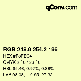 Color code: RGB 248.9 254.2 196 | qconv.com
