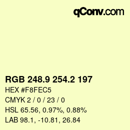 Farbcode: RGB 248.9 254.2 197 | qconv.com