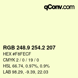 カラーコード: RGB 248.9 254.2 207 | qconv.com