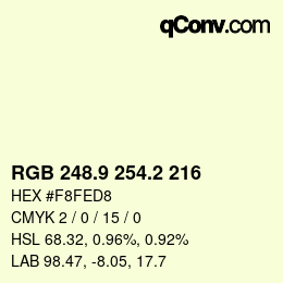 カラーコード: RGB 248.9 254.2 216 | qconv.com