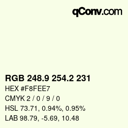 カラーコード: RGB 248.9 254.2 231 | qconv.com