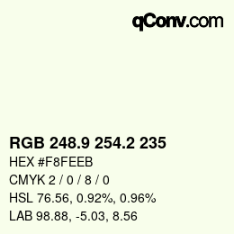 Color code: RGB 248.9 254.2 235 | qconv.com