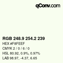 Color code: RGB 248.9 254.2 239 | qconv.com