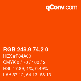 カラーコード: RGB 248.9 74.2 0 | qconv.com