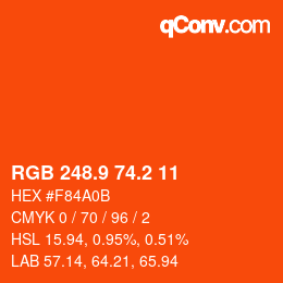 カラーコード: RGB 248.9 74.2 11 | qconv.com