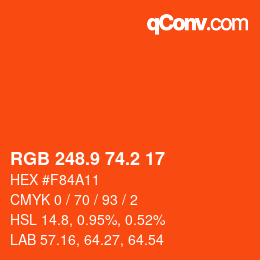 カラーコード: RGB 248.9 74.2 17 | qconv.com