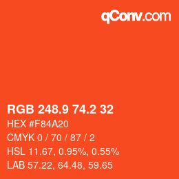 カラーコード: RGB 248.9 74.2 32 | qconv.com