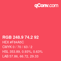 カラーコード: RGB 248.9 74.2 92 | qconv.com