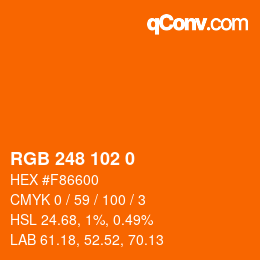 Color code: RGB 248 102 0 | qconv.com