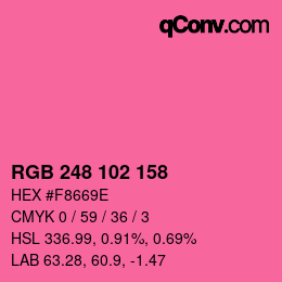 カラーコード: RGB 248 102 158 | qconv.com