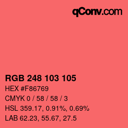Farbcode: RGB 248 103 105 | qconv.com