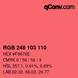 Color code: RGB 248 103 110 | qconv.com