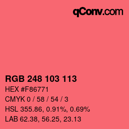 Color code: RGB 248 103 113 | qconv.com