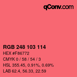 Color code: RGB 248 103 114 | qconv.com