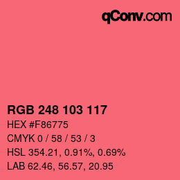 カラーコード: RGB 248 103 117 | qconv.com