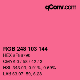 Color code: RGB 248 103 144 | qconv.com