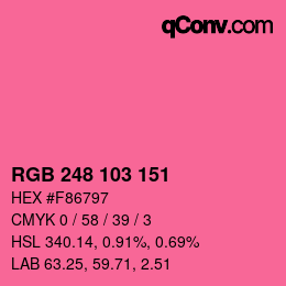 Color code: RGB 248 103 151 | qconv.com